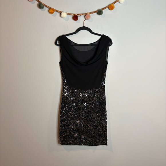 Laundry by Shelli Segal charcoal sequin low back mini dress - Picture 4 of 6